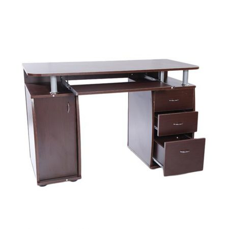 15mm MDF Portable 1pc Door with 3pcs Drawers Computer Desk - Coffee