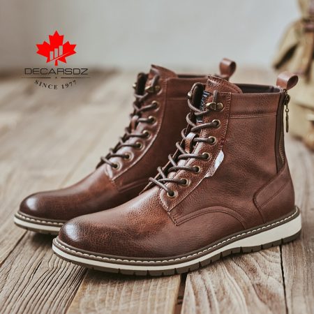DECARSDZ Men's Lace-Up Leather Fashion Boots