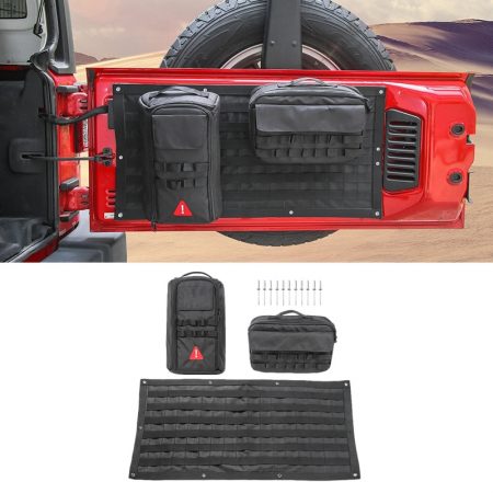 Jeep Wrangler - Tail Door Storage Bags Tool Kit Organizer, Camping Mat for model - JK JL 2007-2018