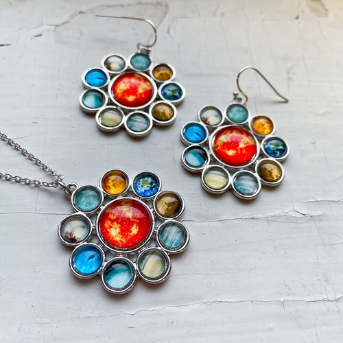 Colorful Halo "Solar System" Jewelry Set