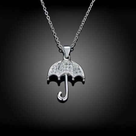Umbrella Necklace in 18K White Gold Plated with Austrian Crystals