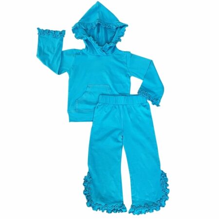 Girl's Blue Ruffle 2 Pc. Hoodie Track Suit
