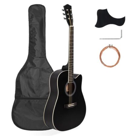 41 in Full Size Cutaway Acoustic Guitar 20 Frets Beginner Kit for Students Adult Bag Cover Wrench String