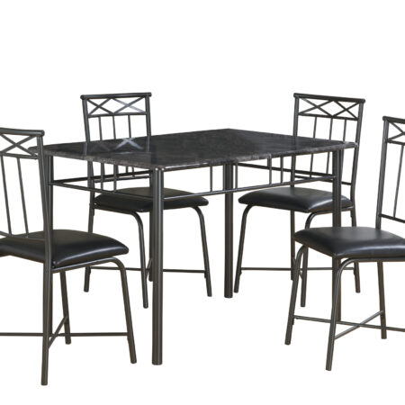 5 Piece Dining Set with Grey Foam Metal Leather Look