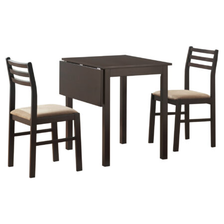 3 Piece Dining Set Cappuccino Beige Solid Wood Foam Polyester Blend