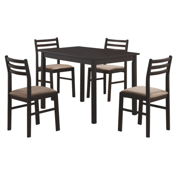 5 Piece Dining Set Cappuccino Beige Solid Wood Foam Polyester Blend