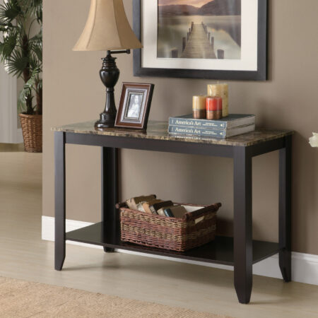 Accent Table Cappuccino Particle Board with a Marble Top