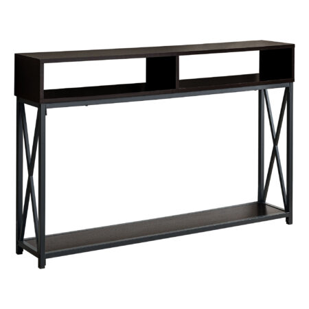 48" Accent Table Rectangular Espresso with Black Metal Frame