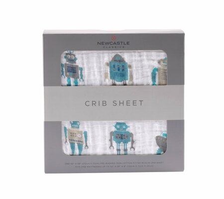 Robot Cotton Muslin Crib Sheet