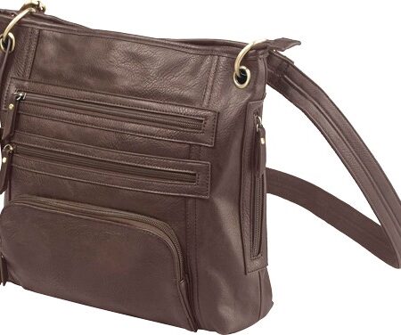 Bulldog Concealed Carry Purse - Large Cross Body (Chocolate Brown)