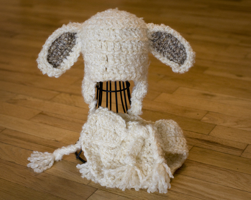 Handmade Lamb Hat and Diaper Cover