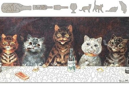 Cats Know How to Party Wooden Whimsical Puzzle