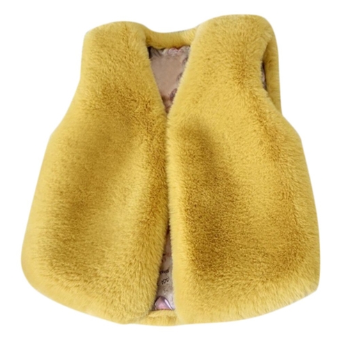Girl's Yellow Faux Fur Vest
