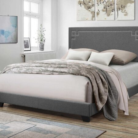 Gray Fabric Eastern King Bed