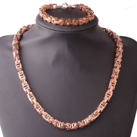 Byzentine's Rose Plated 24" Chain with Matching Bracelet for Women