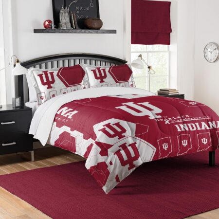 Indiana Collegiate "Hexagon" Full-Queen Comforter and Shams Set