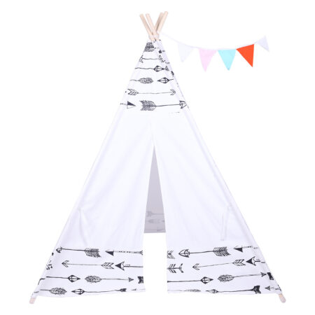 Indian Teepee Tent - White with Black Arrow Pattern