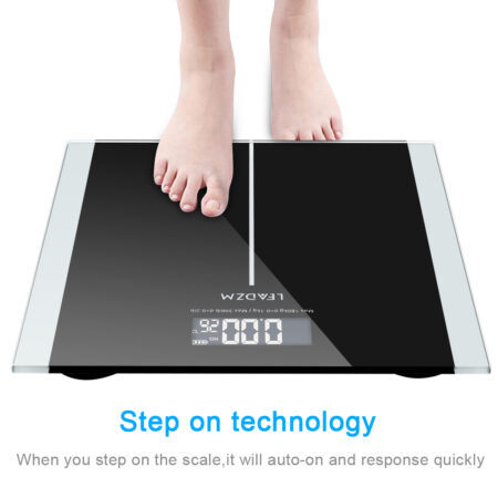 400lb/180kg Smart Digital Body Weight Scale Bathroom Fitness Backlit Lcd Display - Black