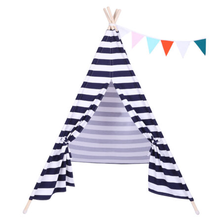 Indian Tent Teepee - Blue and White Stripes