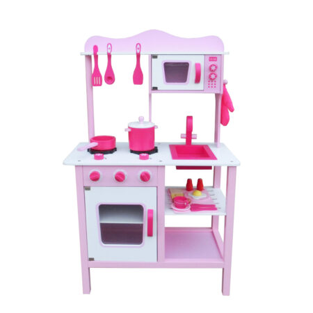 Kids Wooden Kitchen for Girl Cooking Food Playset