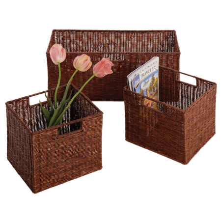 Leo Set Of 3 Wired Baskets, 1 Large And 2 Small