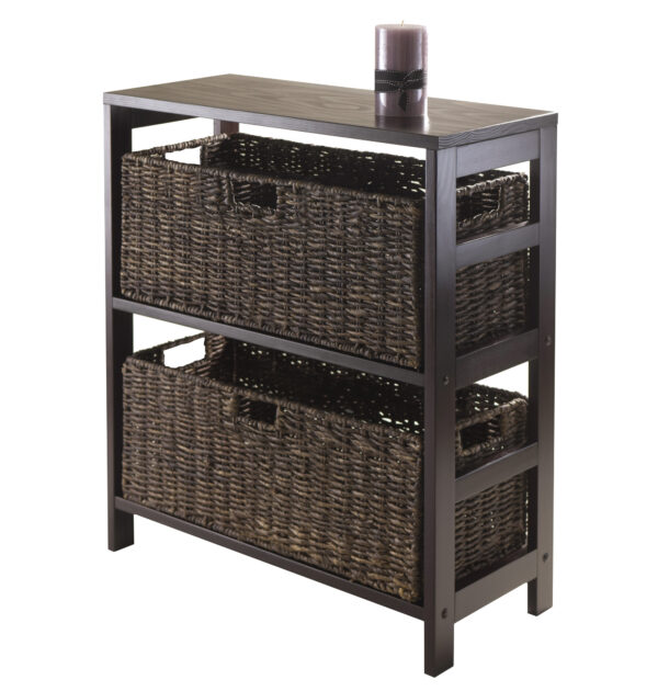 Granville 3pc Storage Shelf With 2 Large Baskets, Espresso