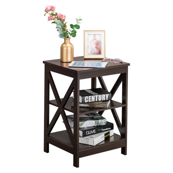Oxford End Table, oxford Square Side Table Sofa Table, Double Cross Edge Table Coffee - Black