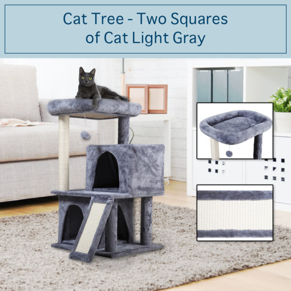 Cat Tree-two Square Nest - Light Gray