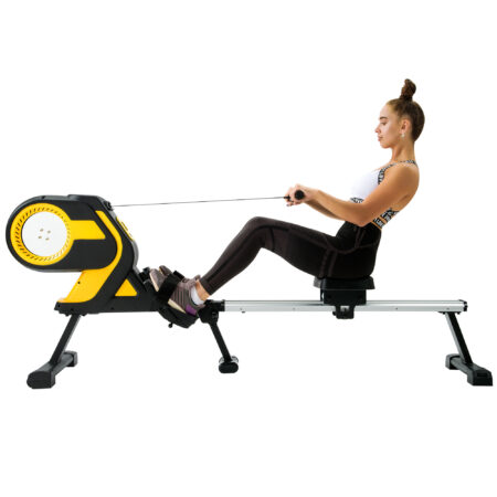 Magnetic Rowing Machine with Lcd Monitor, 46 - inch Slide Rail, Compact Folding Rower for Home Cardio Workout