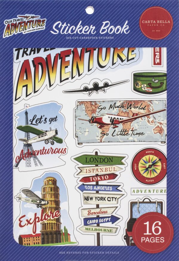 Sticker Book by Carta Bella - Our Travel Adventure, 16 total pages