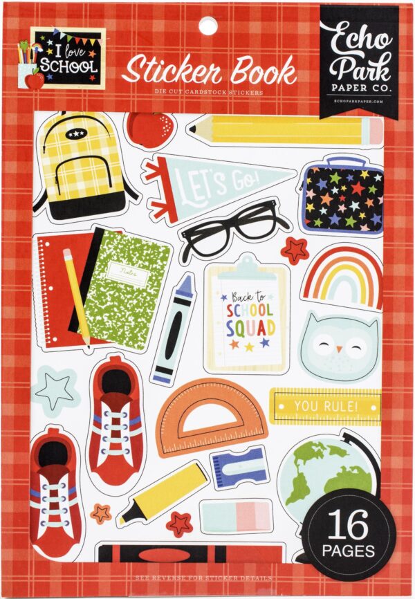 Sticker Book by Echo Park - I Love School, 16 total pages