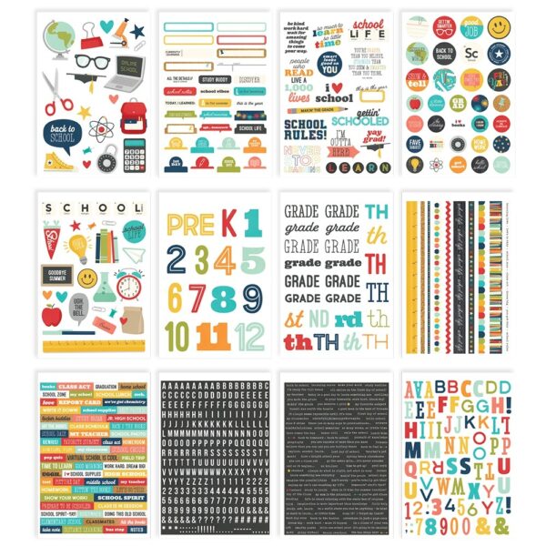 Sticker Book by Simple Stories - School Life, 12-sheets, 704 total stickers