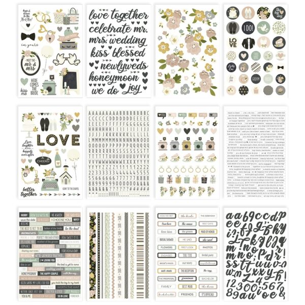 Sticker Book by Simple Stories - Happily, Ever After, 12-sheets, 763 total stickers
