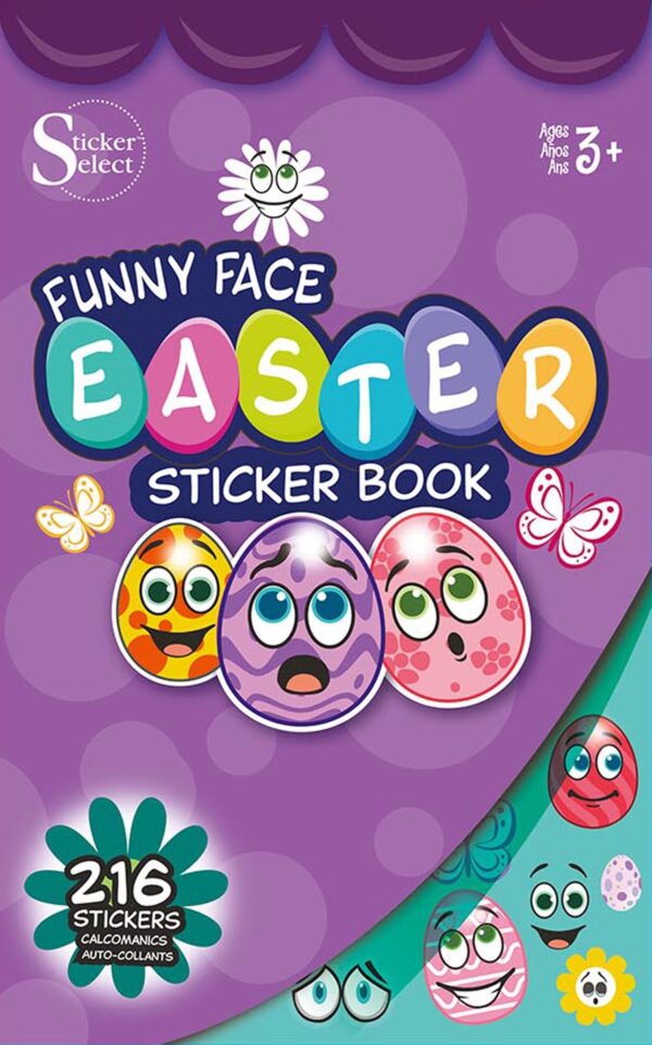 Sticker Book - Easter Funny Faces Themed, 216 total stickers