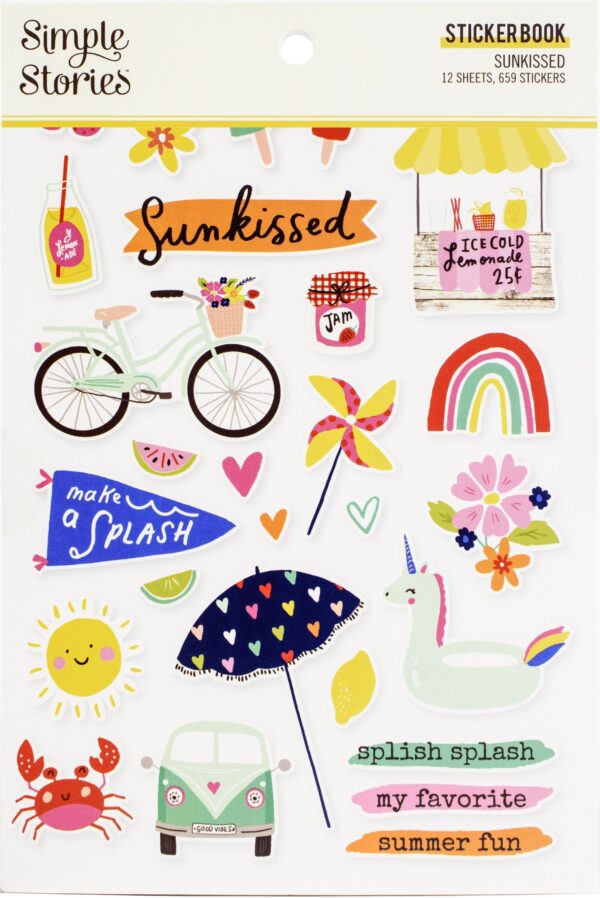 Sticker Book by Simple Stories - sun kissed, 12-sheets, 659 total stickers