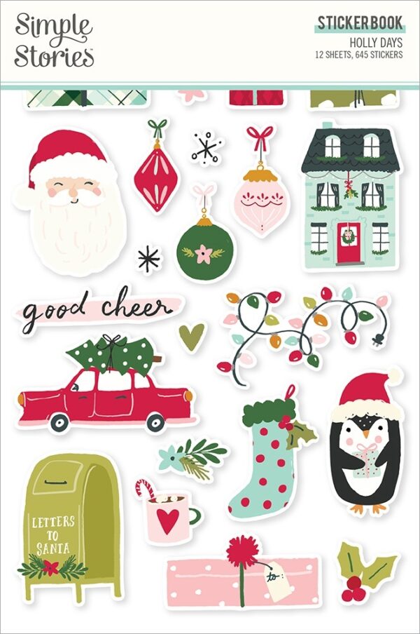 Sticker Book by Simple Stories - Holly Days,12-Sheets, 645 total stickers