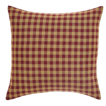 Burgundy Check Fabric Pillow -16 x 16