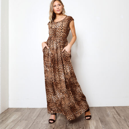 Maxi Dress, Loose Fit, Round Neck, Side Pockets