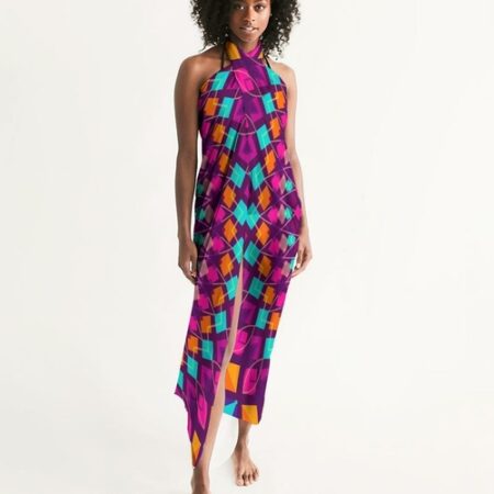 Sheer Sarong Swimsuit Cover Up Wrap / Purple Kaleidoscope
