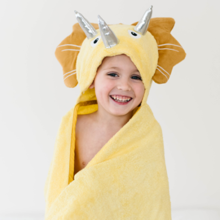 Bamboo Yellow Dinosaur Hooded Towel