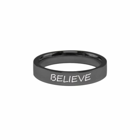 Stainless Steel Comfort Fit Inspirational Ring - Believe