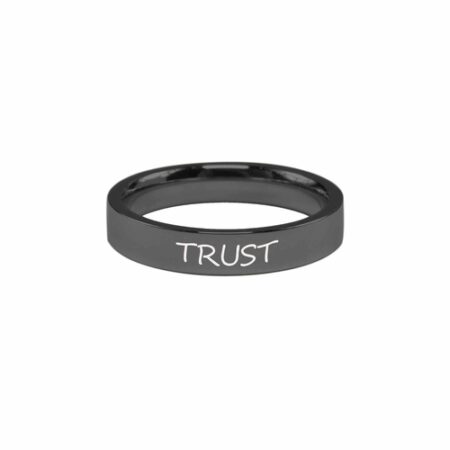 Stainless Steel Comfort Fit Inspirational Ring by Pink Box - Trust