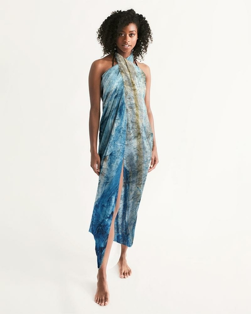 Sheer Sarong Swimsuit Cover Up Wrap / Blue Mountain