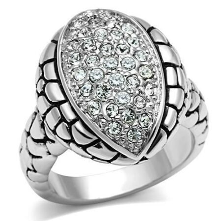 Rhodium Brass Ring with Top Grade Crystal