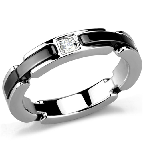 High polished (no plating) Stainless Steel Ring with Ceramic