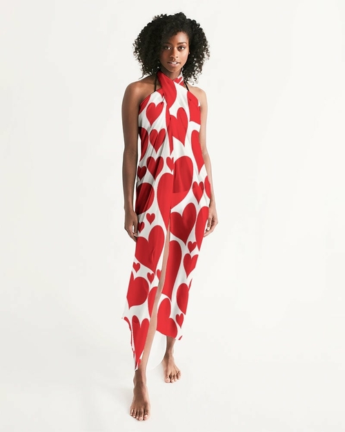 Love Red Hearts Swim Cover-Up