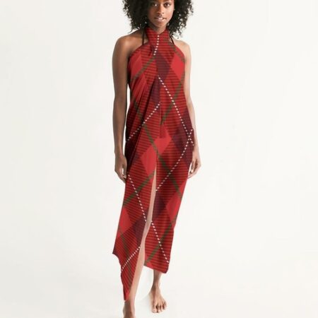 Sheer Plaid Red Swimsuit Cover Up