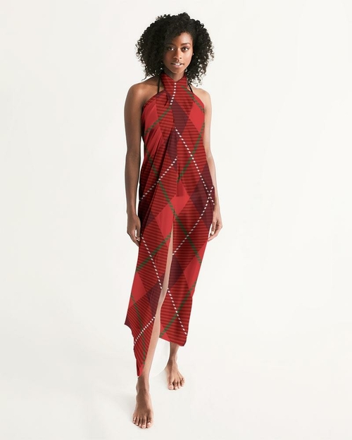 Sheer Plaid Red Swimsuit Cover Up