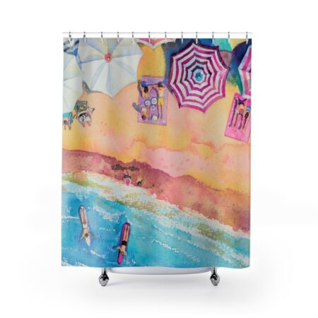 "Colorful Day at the Beach" Shower Curtain