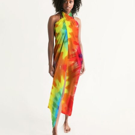 Sheer Rainbow Tie Dye Swimsuit Cover Up